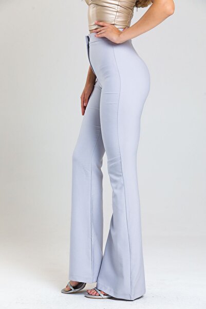 Sense Atlas Fabric Spanish Leg Trousers - Pnt32926 Gray