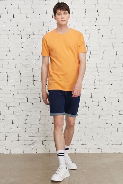 AC&Co / Altınyıldız Classics Σκούρο Navy Blue Flexible Slim Fit τζιν σορτς - Ανδρικό