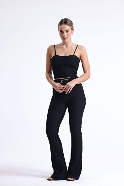 Sense Ottoman Trousers with Belt Detail| Pnt34753 Black