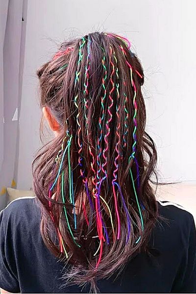 PETEK AKSESUAR Rainbow Fulaş Silk Bags Hair Braid Ornament 10 Pieces