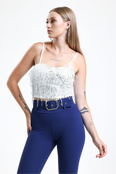 Sense Rochie de seara cu paiete cu fermoar Bustier |   Bust34890 Argint