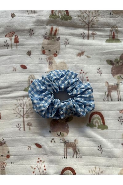 odaburada Blue Color Gingham Women's Bagel Hair Clip