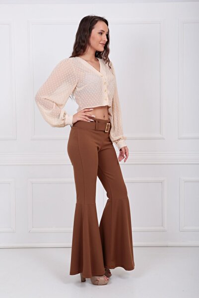 Sense Fabric Covered Belted Below Knee Flounce Pique Trousers| Pnt32971 Hold
