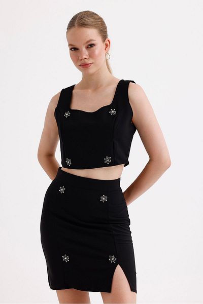 Sense Black Skirt and Blouse Set - Tkm35862 Set of 2