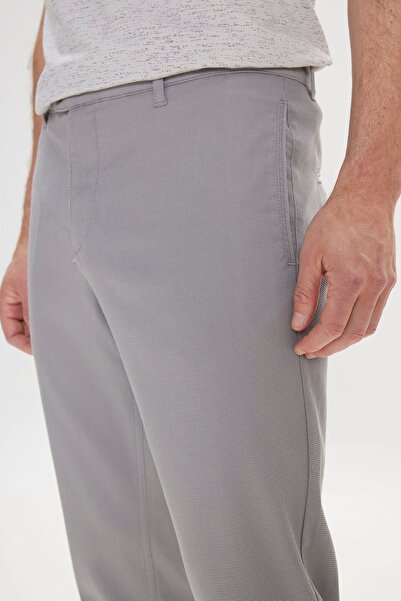 AC&Co / Altınyıldız Classics Pánské šedé vzorované kalhoty Comfort Fit – uvolněný střih, boční kapsy a elastický pas