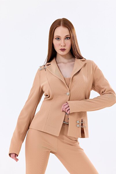 Sense Astarlı İğne Detaylı Ottoban Ceket | Ckt34752 Camel