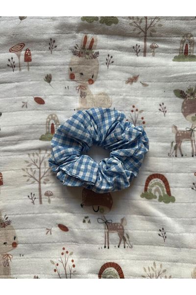 odaburada Blue Color Gingham Women's Bagel Hair Clip