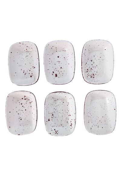 Ganita home Kahvaltı & Sunum Tabağı 6 parça Modern Kayık Model Kahverengi Noktalı