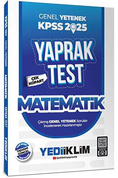 Yediiklim Yayınları 2025 KPSS Genel Yetenek Matematik Çek Kopart Yaprak Test