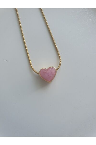 BS JEWELRY Steel Necklace with Pink Heart