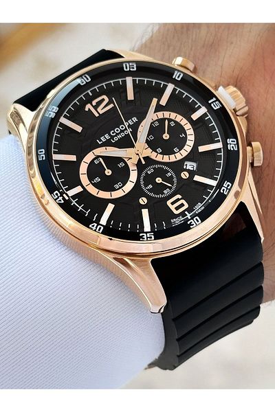 Lee Cooper 5 ATM Waterproof Men's Wrist Watch with Silicone Cord - Functions Active