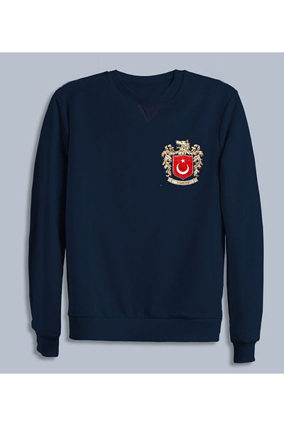 Efendioğlu Design Türkiye Gray Wolf Patterned Men's Cotton Sweatshirt - Small Printed National Team Logo