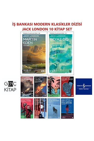 TÜRKİYE İŞ BANKASI KÜLTÜR YAYINLARI Iş Bankası Jack London 10 Kitap Set Modern Klasikler Dizisi Martın Eden-beyaz Diş-deniz Kurdu