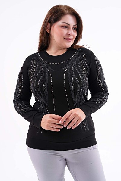 Aylin بلوزة تريكو رياضية مطرزة بالأحجار