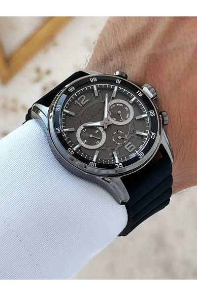 Lee Cooper 5 ATM Waterproof Men's Wrist Watch with Silicone Cord - Functions Active