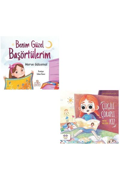 Cezve Çocuk Benim Güzel Başörtülerim + Çizgili Çoraplı Kız 2 Kitap Set - Merv...