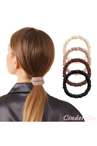 thenile Culoare1 - Agrafă mică Scrunchie din mătase pură 100%, agrafă elastică extra elastică