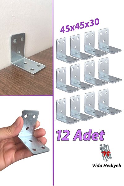 12 Pieces Furniture Wardrobe Wall Stabilizer Corner Connection L Iron Miter Earthquake Safety 45x45x30mm