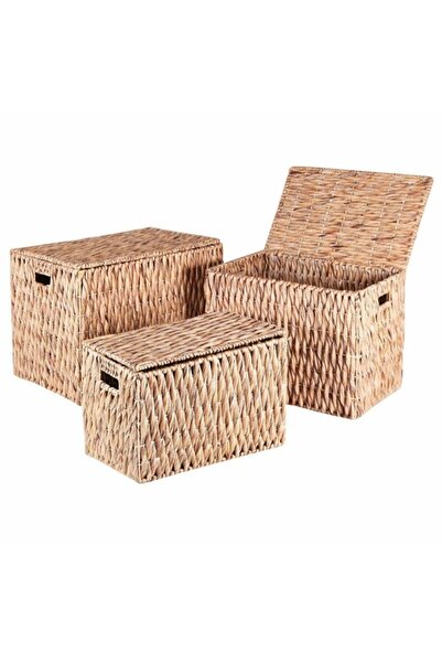 CasaLinda Hasır Orta Boy Kapaklı Sandık