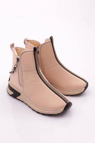 DGN Γυναικείες μπότες 685-22k Beige - Χοντρή σόλα και φερμουάρ