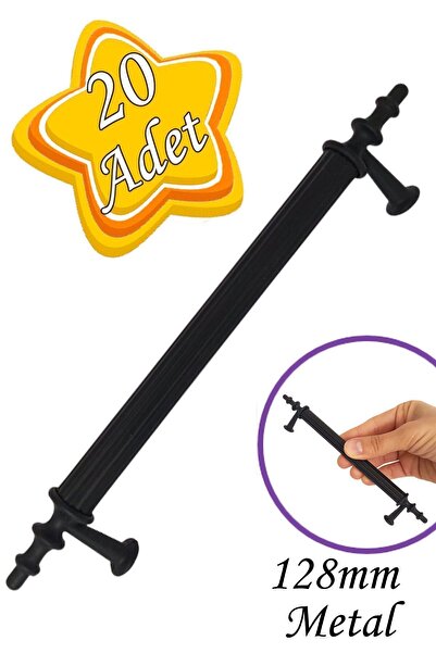 GLASWEN 20 Adet Erciyes kulp Siyah 128 mm Kulp Mobilya Mutfak Dolabı Çekmece ...