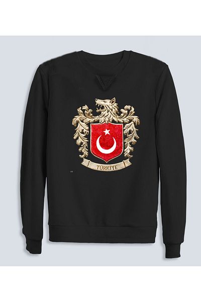 Efendioğlu Design Мъжки суитшърт - голям щампа на турския сив вълк, памук, лого на националния отбор