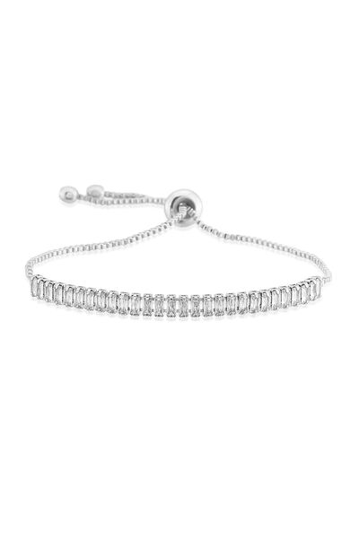 Ressia Kadın Gümüş Kaplama Zirkon Taşlı Ayarlanabilir Asansörlü Baget Model S...