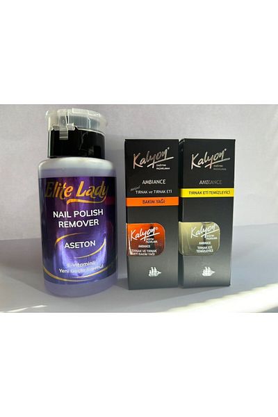 Kalyon Nail Care Oil H - Acetone 3 Pieces Set with Cuticle Cleanser and Pump