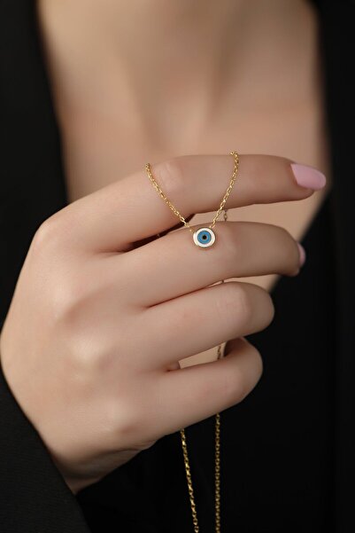 SUNSHINE 925 Ayar Lazer Mineli Yuvarlak Tasarım Minimal Kolye