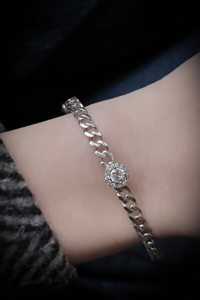 SUNSHINE 925 Ayar Gurmet Gümüş Yuvarlak Taşlı Bilezik