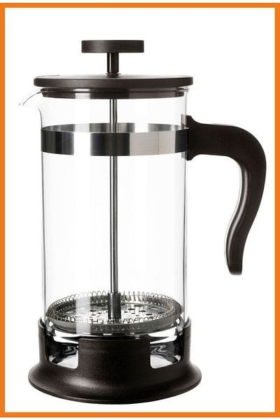 IKEA 1 Lt Black Glass-Stainless Steel French Press