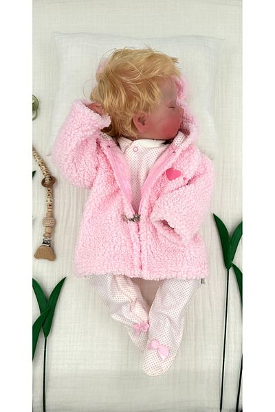 PATSAN Plush Fleece Cardigan for Baby Girl - Hooded, Zipper and Heart