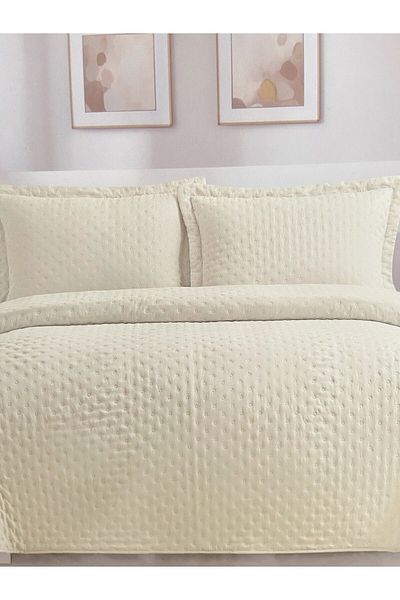YGT Home Helena Cream Double Bed Set - Pillow Case with Flywheel 240X260