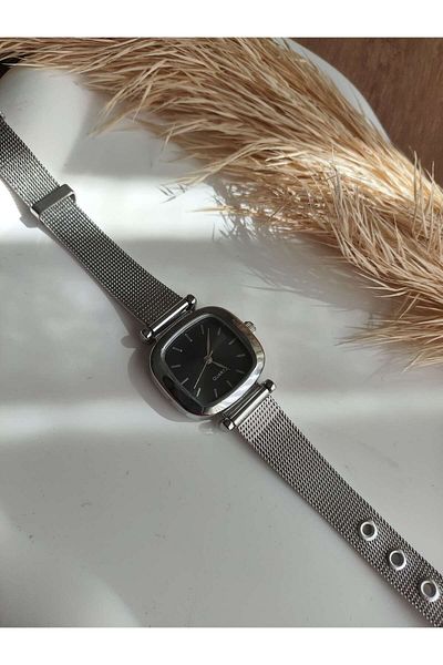 QUARTZ Rubsey Straw Cord Minimal Women's Wristwatch Modern Silver Color Vintage