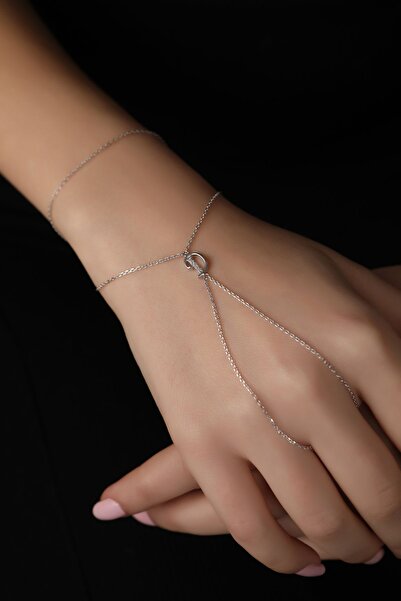 SUNSHINE 925 Ayar Rodyum Kaplamalı Beyaz Taşlı Harfi Gümüş