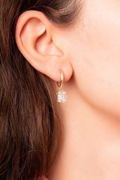 SUNSHINE 925 Ayar Gümüş Zirkon Taşlı Baget Küpe