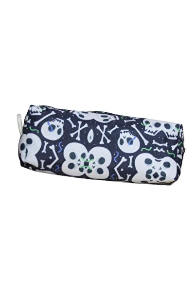 Nostaljik Lezzetler Suport pentru stilou dulce Skull - Suport pentru creion pentru școală - Geantă de machiaj Skull Black Backdrop