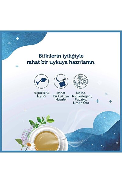 Doğadan Iyi Uykular Çayı Melisa Hint Fesleğeni Bardak Poşet 18'li X3 Adet