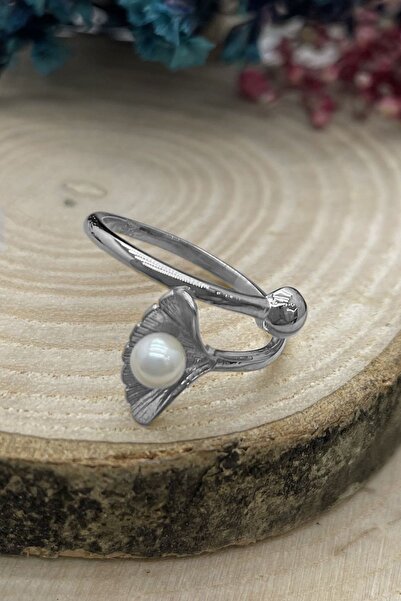 SUNSHINE 925 Ayar Rodyum Kaplamalı Incili Istiridye Kabuğu Gümüş Yüzük