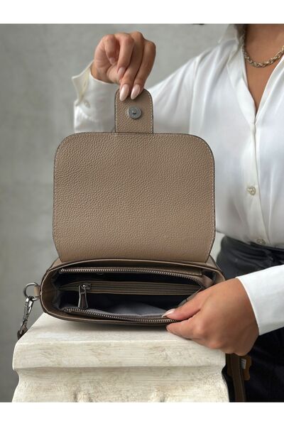 DERKON Τσάντα χιαστί από γνήσιο δέρμα Miley Model Color Mink