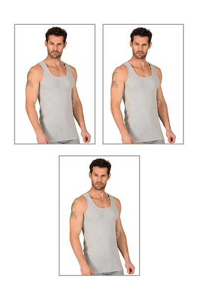 ÖZKAN underwear Özkan 11406 - مجموعة مكونة من 3 قطع للرجال ذات أشرطة سميكة ومرنة ومريحة من القطن المضلع