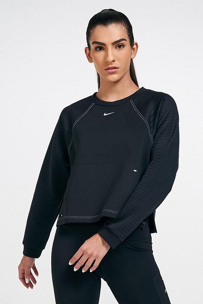 Nike Cămașă neagră pentru femei Pro Fleece Loose Fit Wide Fit