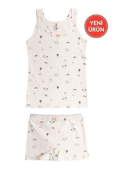 ÖZKAN underwear Özkan 43162 - Flexible and Comfortable Thick Strap Cotton Patterned Athlete Shorts for Girls
