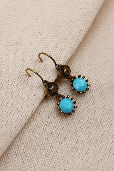 Süspüs Accessories Authentic Turquoise Jewelled Dangle Earrings