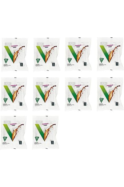 Hario V60 Coffee Paper Filter 100 Count White Paper 10 Pack Set Size 02 Total of 1000 Sheets