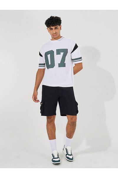 Styli Oversized Varsity Print Crew Neck T-Shirt