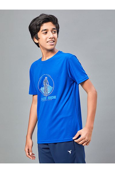 Technosport By Styli Printed Slim Fit Round Neck T-shirt with Technocool+