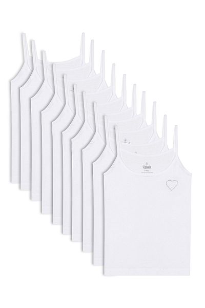 ÖZKAN underwear Özkan 0817 - 10 Pack 100% Cotton Flexible Undershirt with Stone Detail for Girls