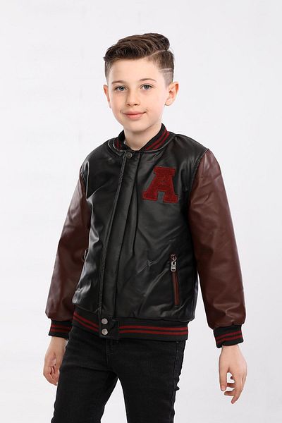Go Veform Claret Red Faux Leather Coat for Boy - Avm112