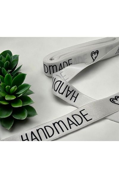 BukiroAtelier Γραπτή Χειροποίητη Κορδέλα - Κορδέλα Συσκευασίας, Κορδέλα 2,5 cm 5m